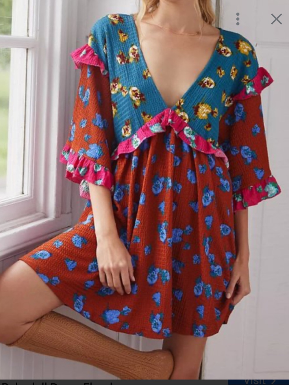 NWOT retail $118 size XS #Anthropologie,#Reclectic. “Ruffled Sleep Mini Dress”.